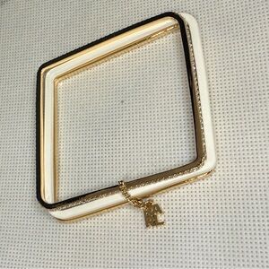 Karl Lagerfeld Geometric Bangle Bracelet Gold White Rhinestone